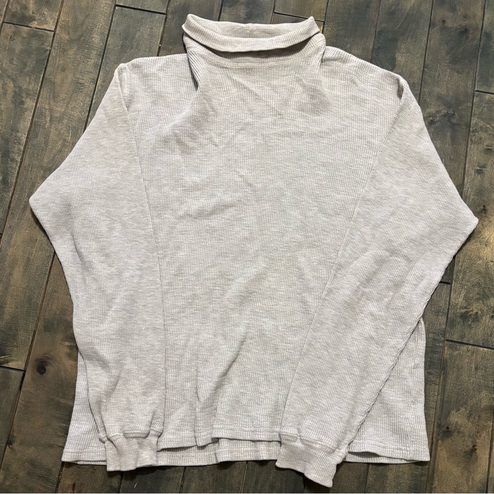 J. Crew Light Gray Ribbed Long Sleeve Mockneck Turtleneck Size Large